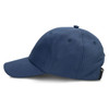 A navy blue cap with a curved brim and an adjustable strap at the back. It features a branding logo.