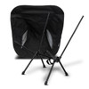 A black lightweight folding chair with a mesh back and adjustable legs, featuring a simple and compact design.