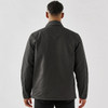 A men's oxide Sherpa lined canvas jacket in dark grey, featuring a collar and long sleeves.