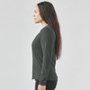 A long-sleeve women's tee in dark green, featuring a fitted design with a crew neckline and long sleeves.