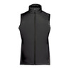 A black women's thermal vest featuring a high collar and a front zipper, with subtle branding.