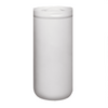 A drink bottle in white, featuring a sleek design with a lid and a logo.