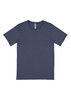 A navy short sleeve t-shirt with a round neck and no visible designs. It features a brand logo.