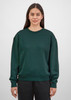 A dark green women's crew sweatshirt with a relaxed fit and long sleeves, featuring a plain design.