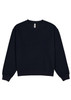 A navy crew sweatshirt with long sleeves and a simple, unembellished design. It features a logo on the label.