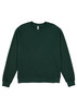 A green crew sweatshirt with a simple design and long sleeves. It features ribbed cuffs and a neckline.