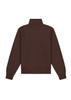 A brown women's 1/4 zip jumper, featuring a high collar and long sleeves, with a logo on the back.