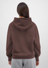 A brown hoodie with a hood, featuring a relaxed fit and long sleeves, shown from the back.
