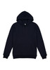 A navy blue men's everyday hoodie featuring a front pocket and a drawstring hood, with a logo present.