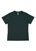 A women's short sleeve tee in dark green, featuring a simple design and a label at the neckline.