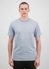 A light blue men's short sleeve tee displayed on a model against a plain background, featuring a logo on the chest.