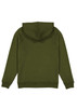 An olive green women's hoodie featuring a hood and ribbed cuffs, with a plain back and no visible branding.