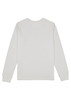 A women's long sleeve tee in white, featuring a crew neck and a simple design, with a logo on the back.