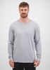 A grey long sleeve tee for men, featuring a round neckline and fitted silhouette, with a logo on it.