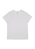A white short sleeve women's t-shirt with a plain design and a small logo.