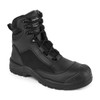 A black occupational boot featuring a high ankle design, reinforced toe cap, and lace-up closure.