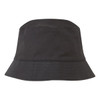A reversible bucket hat in black, featuring a wide brim and a simple design. It has a logo on one side.