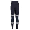 Navy leggings featuring a high waist and contrasting panel details. Includes pockets and a logo branding.