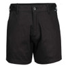 Lightweight cotton drill work shorts in black with a logo on the side.