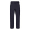 Lightweight drill pants in navy blue with a side pocket and a belt loop detail. The product features branding.