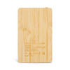 A bamboo-textured power bank with a logo, featuring a slim rectangular design in natural colour.