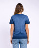 A blue Colortone® Oil Wash T-Shirt from the back, featuring short sleeves and a slight texture.