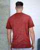 A red Colortone® Oil Wash T-Shirt is displayed from the back, featuring a simple design and short sleeves.