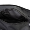 A black cooler bag with a zippered opening, revealing a spacious, insulated interior.