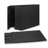 A large black magnetic lid gift box featuring a sleek design and interior compartments. It has a subtle logo.