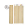 Coloured pencils in various shades, alongside a sharpener, packaged in a cylindrical tube.