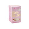 A pink box of gluten-free marshmallows with a soft and fluffy texture. It features a logo on the packaging.