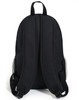 A black backpack with padded straps and mesh side pockets, featuring a sleek, minimalist design.