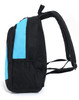 A black and blue backpack featuring a side mesh pocket and adjustable straps, with a logo present.