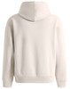 A unisex premium fleece oversized hoodie in a soft cream colour, featuring a large hood and a relaxed fit.