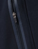 A close-up of a navy unisex premium fleece half zip work sweat featuring a zippered pocket and minimalistic design.