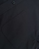 A black cotton blend long-sleeve shirt featuring a chest pocket and button detail. It also has a logo.