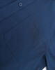 A navy blue men's smart casual cotton blend long-sleeve shirt featuring a chest pocket and a button.