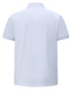 A white men's ultrafine cotton pique polo shirt with short sleeves and a collar, featuring a logo on the back.