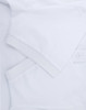 A white men's ultrafine cotton pique polo shirt featuring a collar and button placket, with a logo present.