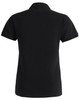 A black ladies ultrafine cotton pique polo, featuring a classic cut and short sleeves. It has a logo on the back.
