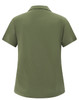 A ladies' high-performance polo shirt in olive green, featuring a short-sleeve design and a collar. It has a branding logo.