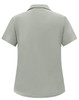 A short-sleeved polo shirt in a muted grey colour, featuring a collar and a simple design with a logo.
