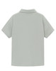 A light grey short-sleeved polo shirt with a collar, featuring a logo on the back.