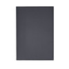 A dark grey leather refillable journal with a smooth finish and a subtle branding logo.