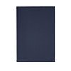 A navy blue refillable journal with a smooth leather cover and branding. Ideal for office and business use.
