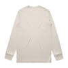 A long-sleeved, cream-coloured t-shirt with a plain back and fitted cuffs. It features a small logo.