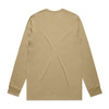 A beige long sleeve t-shirt with a plain back and fitted cuffs, featuring a branding logo.