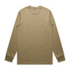 A long-sleeve tee in a tan colour featuring a simple design and a logo on the label.