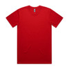 A red Classic Tee with a crew neck and short sleeves, featuring a logo on the label.