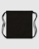 A black drawstring bag with two shoulder straps, featuring a simple, unembellished design.